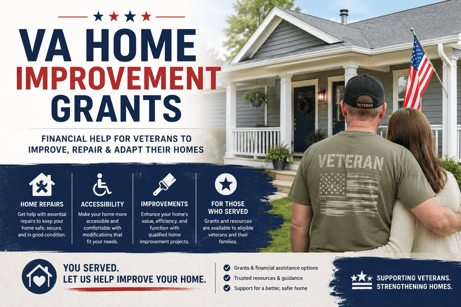 Veteran and family at home with VA home improvement grants in Fayetteville, NC.